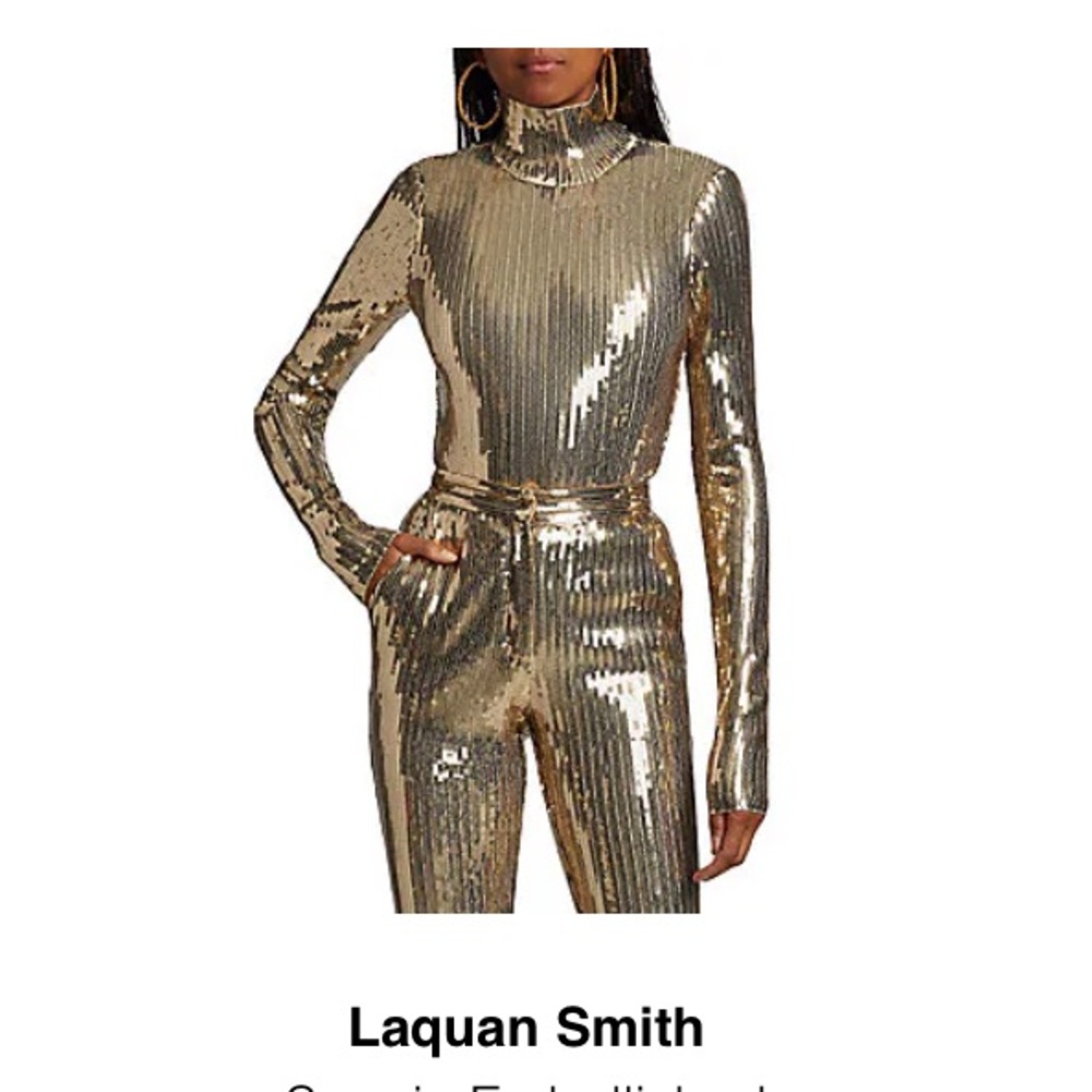 LaQuan Smith Gold sequin top and bottom set NWT